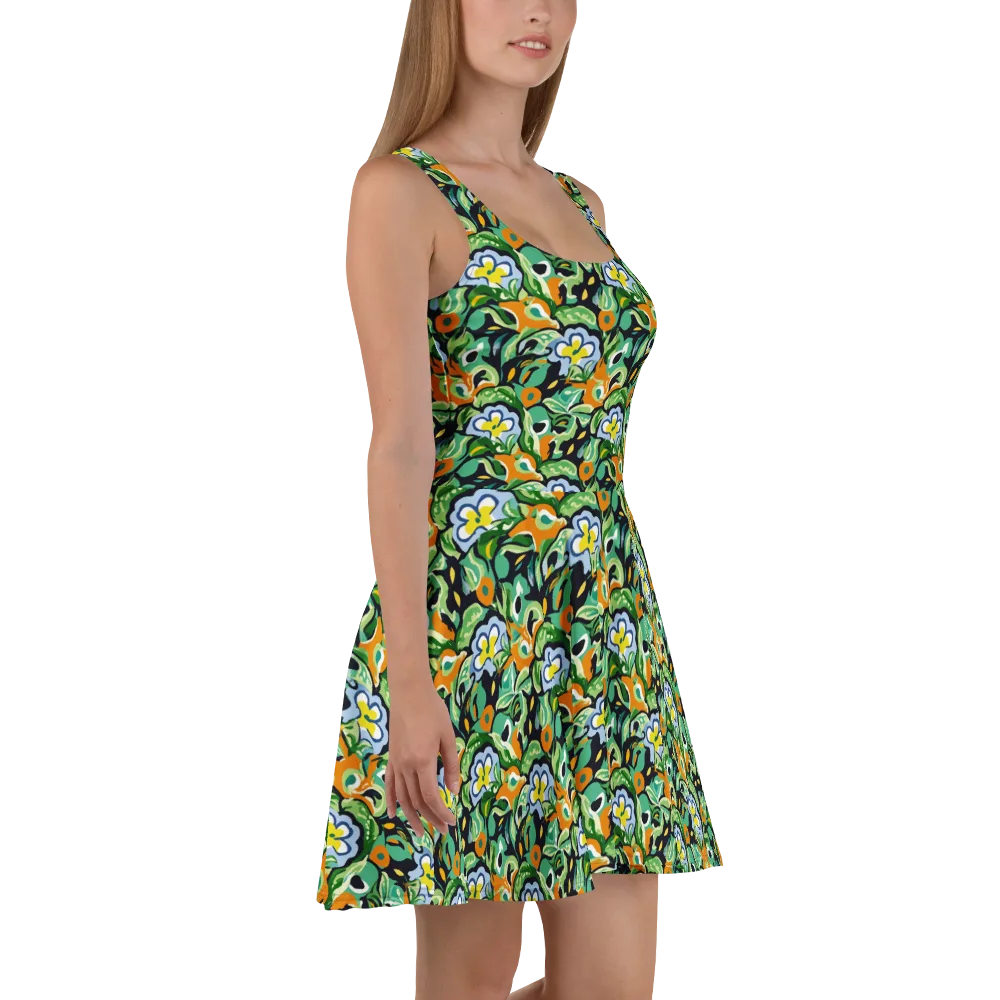 Verdant Rhapsody on Skater Dress — Right