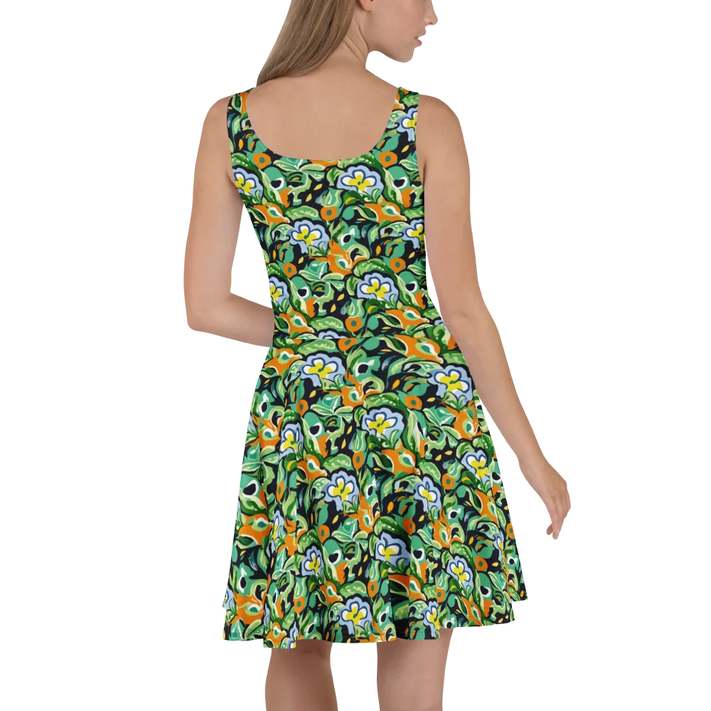 Verdant Rhapsody on Skater Dress — Back