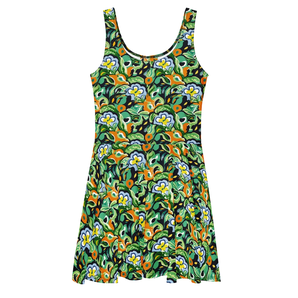 Verdant Rhapsody on Skater Dress — Front