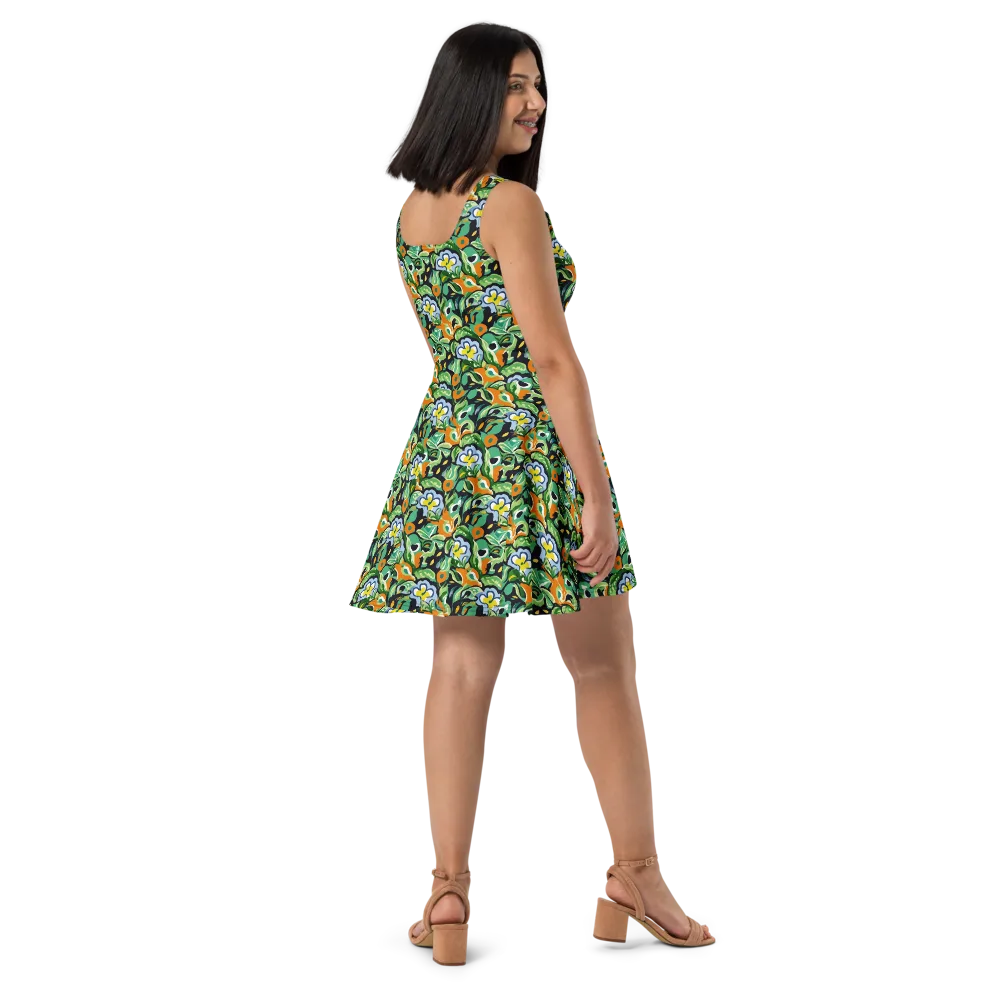 Verdant Rhapsody on Skater Dress — Right