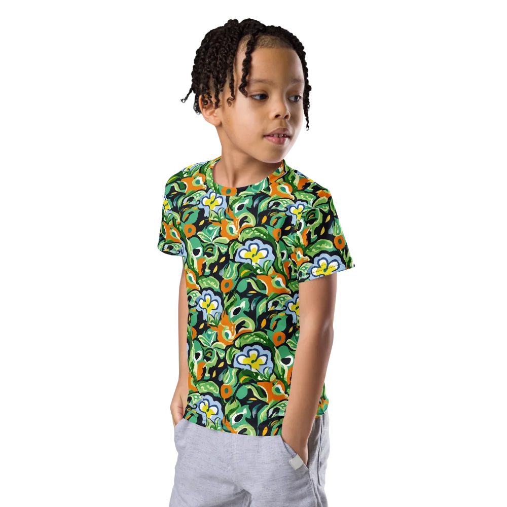 Verdant Rhapsody on Kids Crew Neck T-Shirt — Left Front