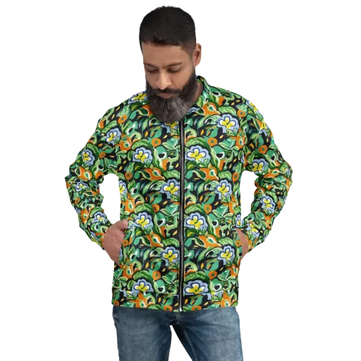 Verdant Rhapsody on a Bomber Jacket
