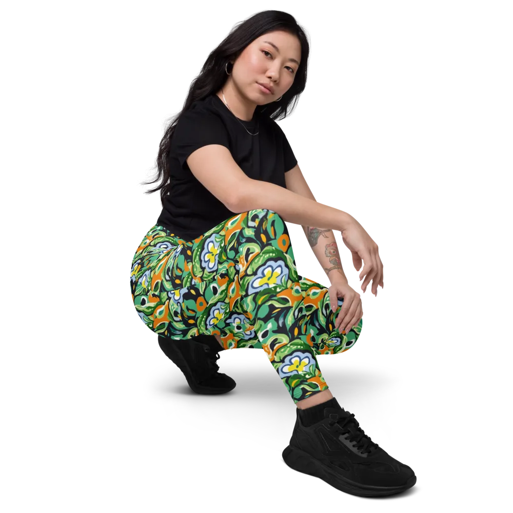 Verdant Rhapsody on Leggings with Pockets — Right Front
