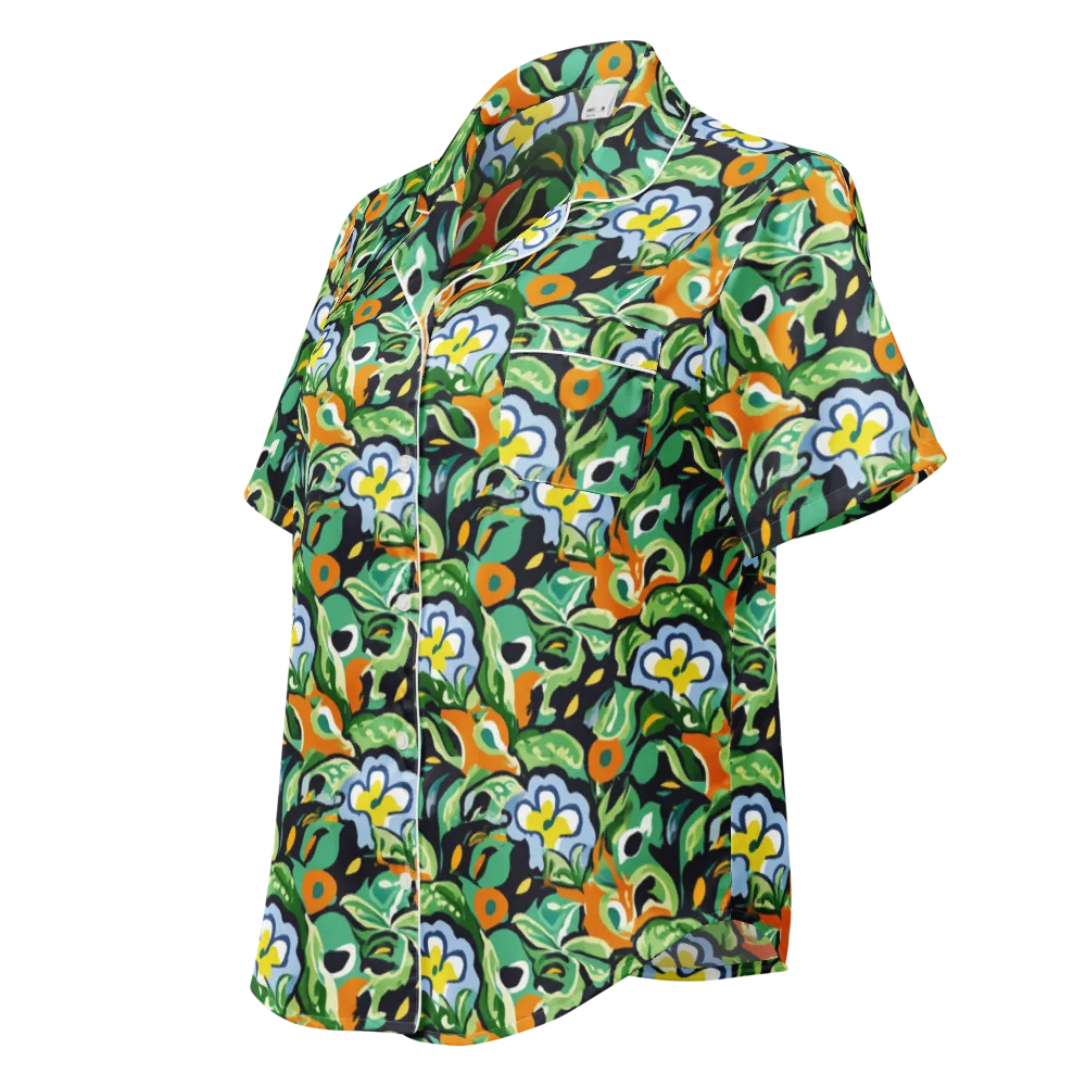 Verdant Rhapsody on Women's Short Sleeve Pajama Top — Left Front