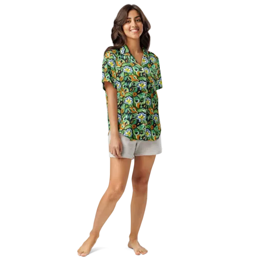 Verdant Rhapsody on a Women's Short Sleeve Pajama Top