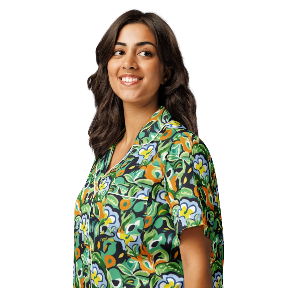 Verdant Rhapsody on Women's Short Sleeve Pajama Top — Left Front