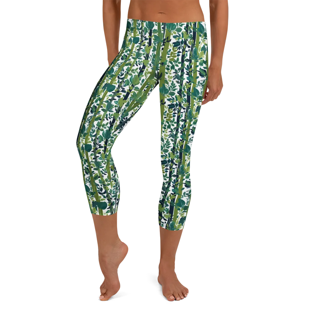 Bamboo Canopy on Capri Leggings — Front