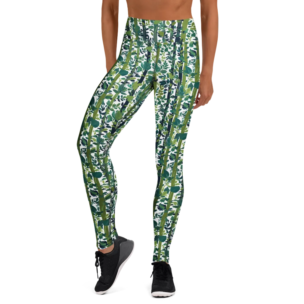 Bamboo Canopy on Yoga Leggings — Front
