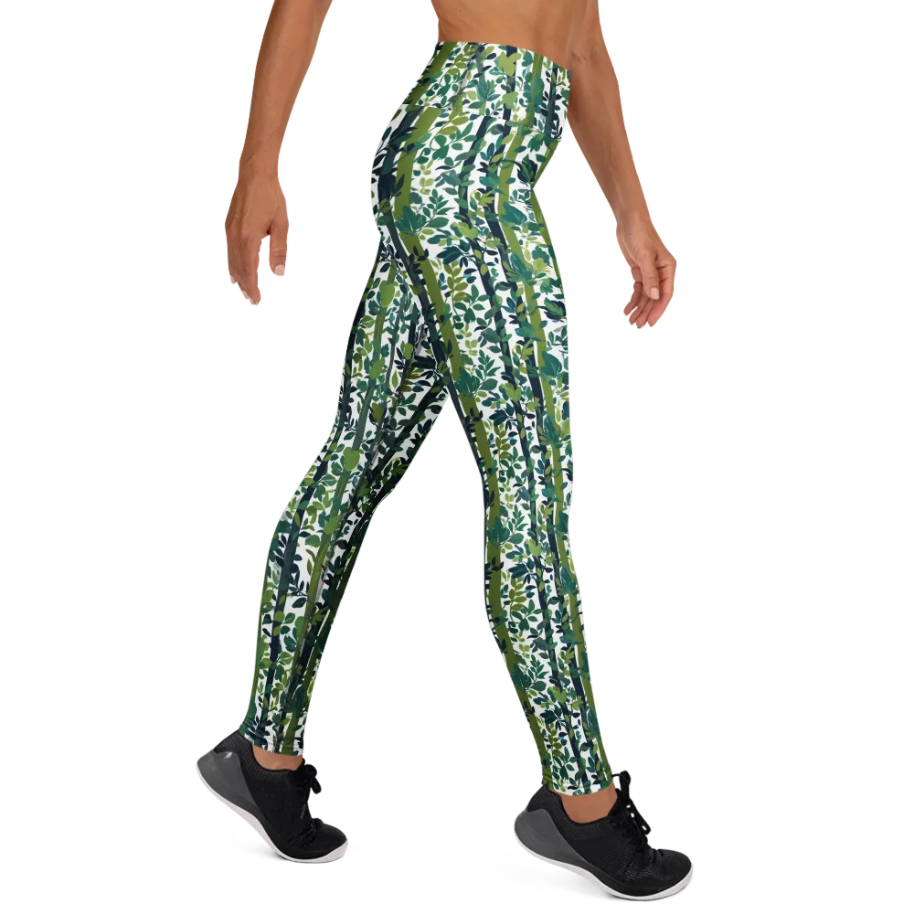 Bamboo Canopy on Yoga Leggings — Right