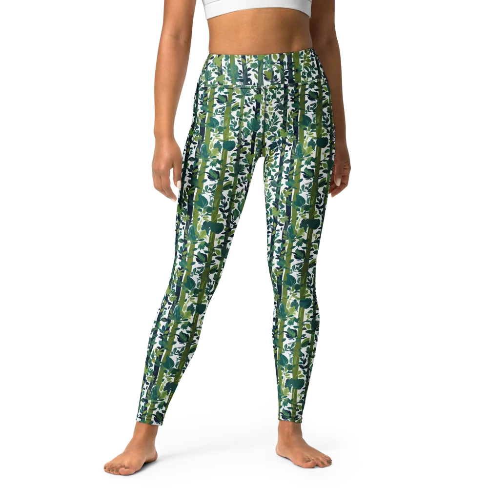 Bamboo Canopy on Yoga Leggings — Front