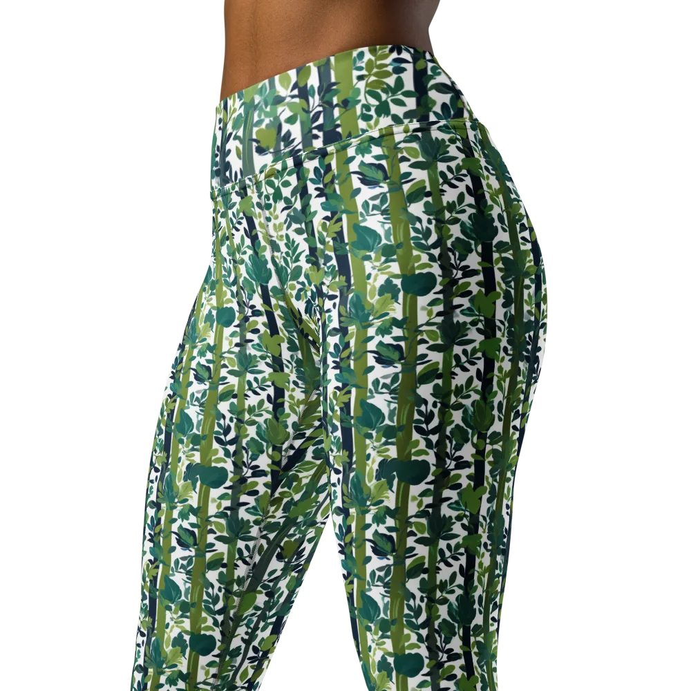 Bamboo Canopy on Yoga Leggings — Left Front