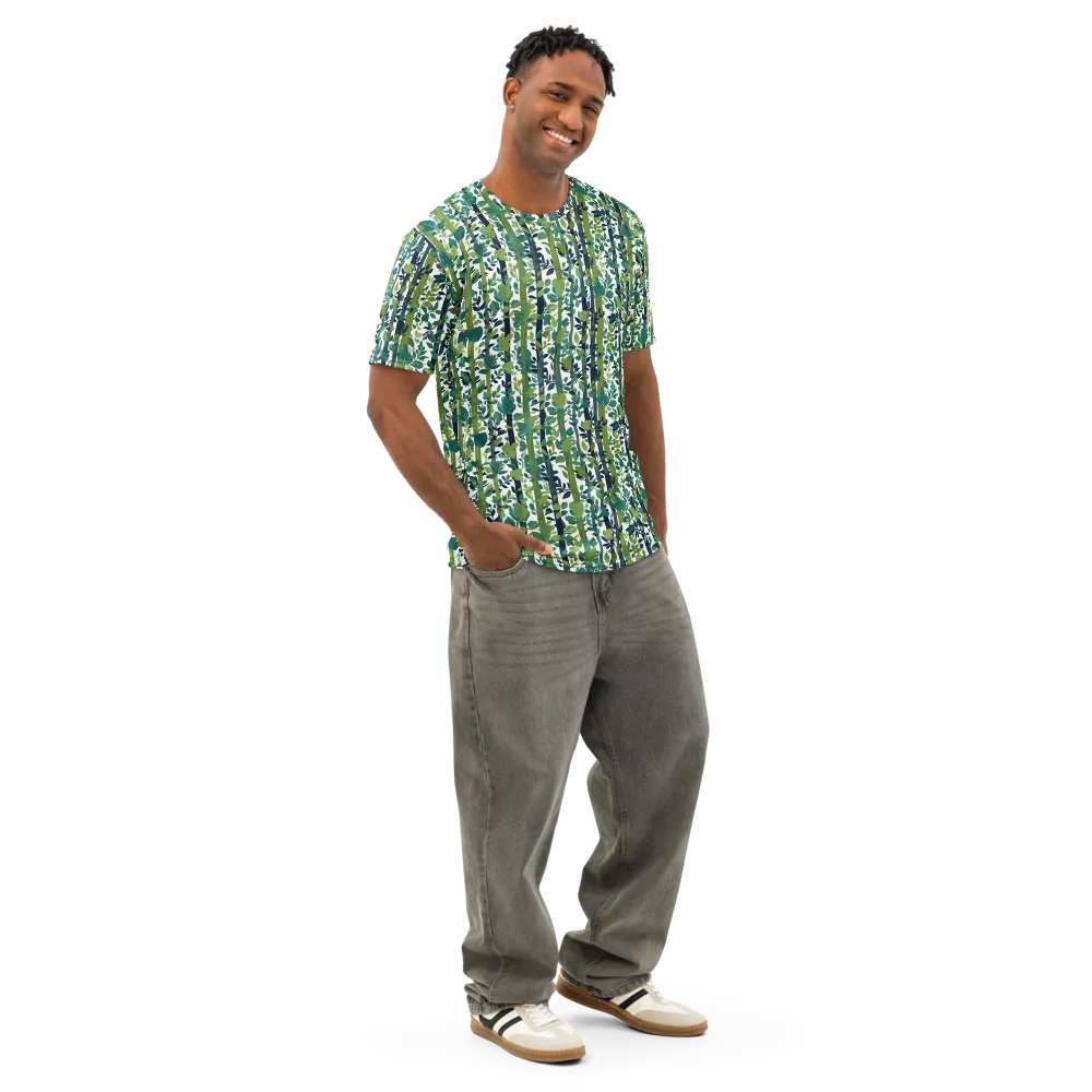 Bamboo Canopy on Men's Cotton Crew Neck T-Shirt — Right Front