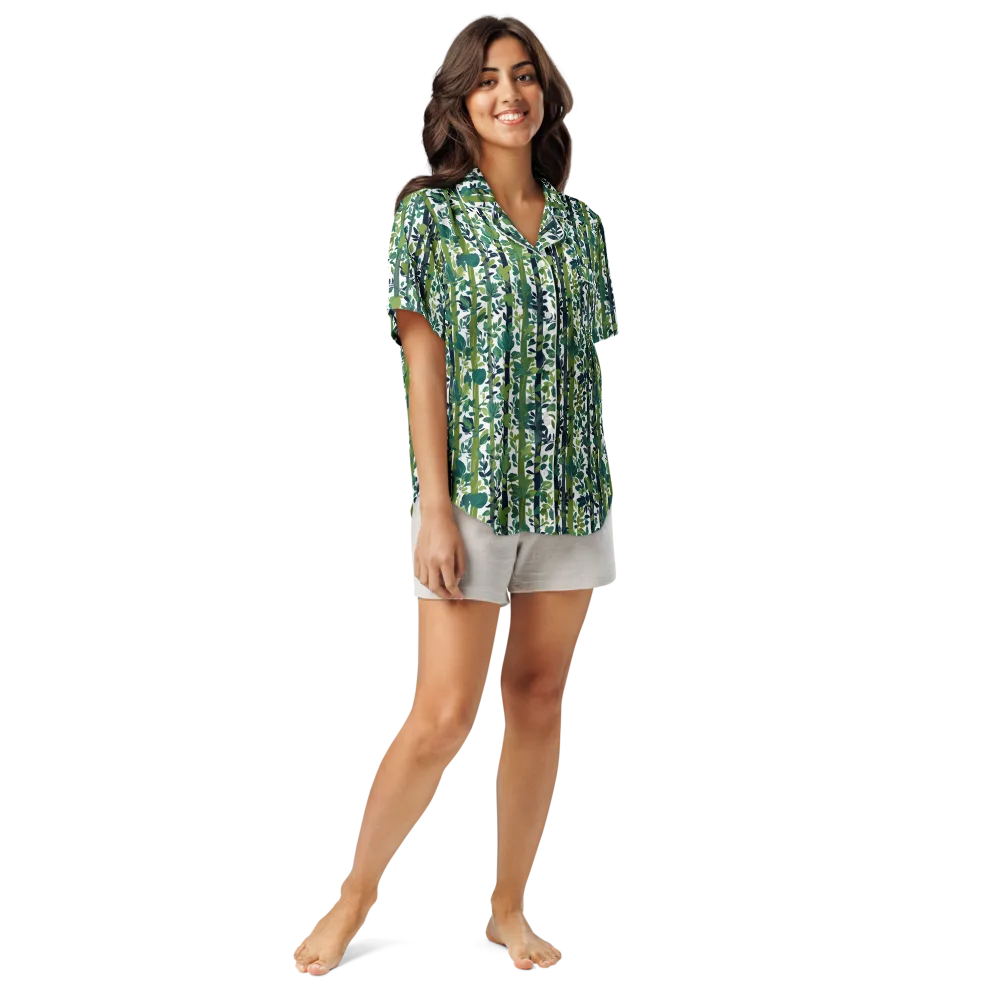 Bamboo Canopy on Women's Short Sleeve Pajama Top — Front