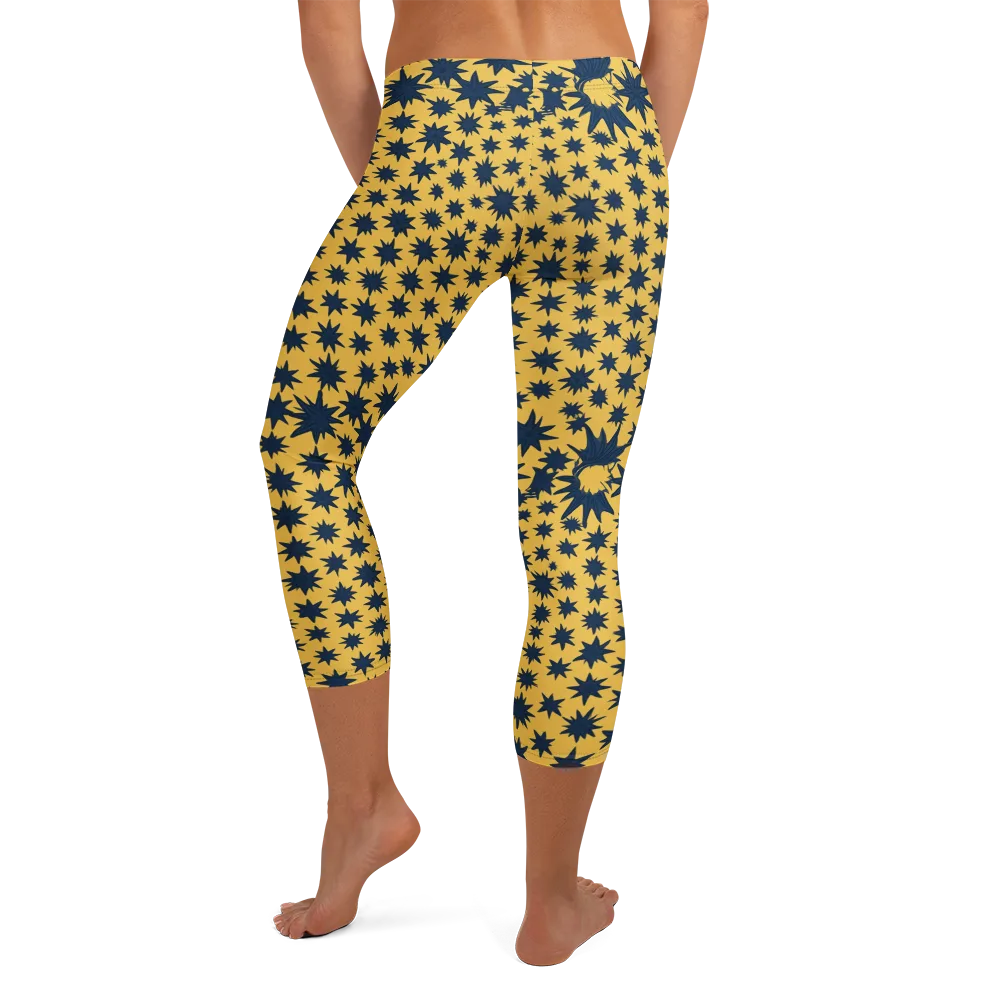 Navy Starfield on Capri Leggings — Back