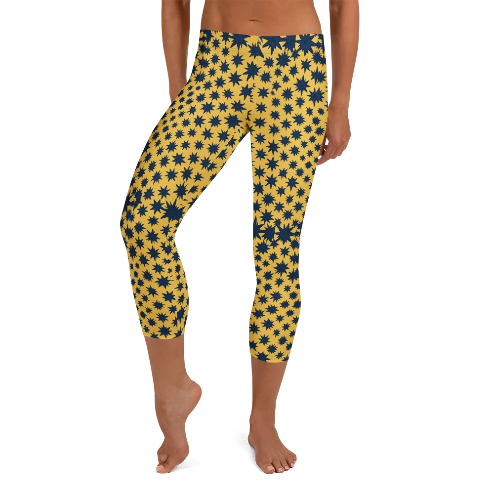Navy Starfield on Capri Leggings — Front
