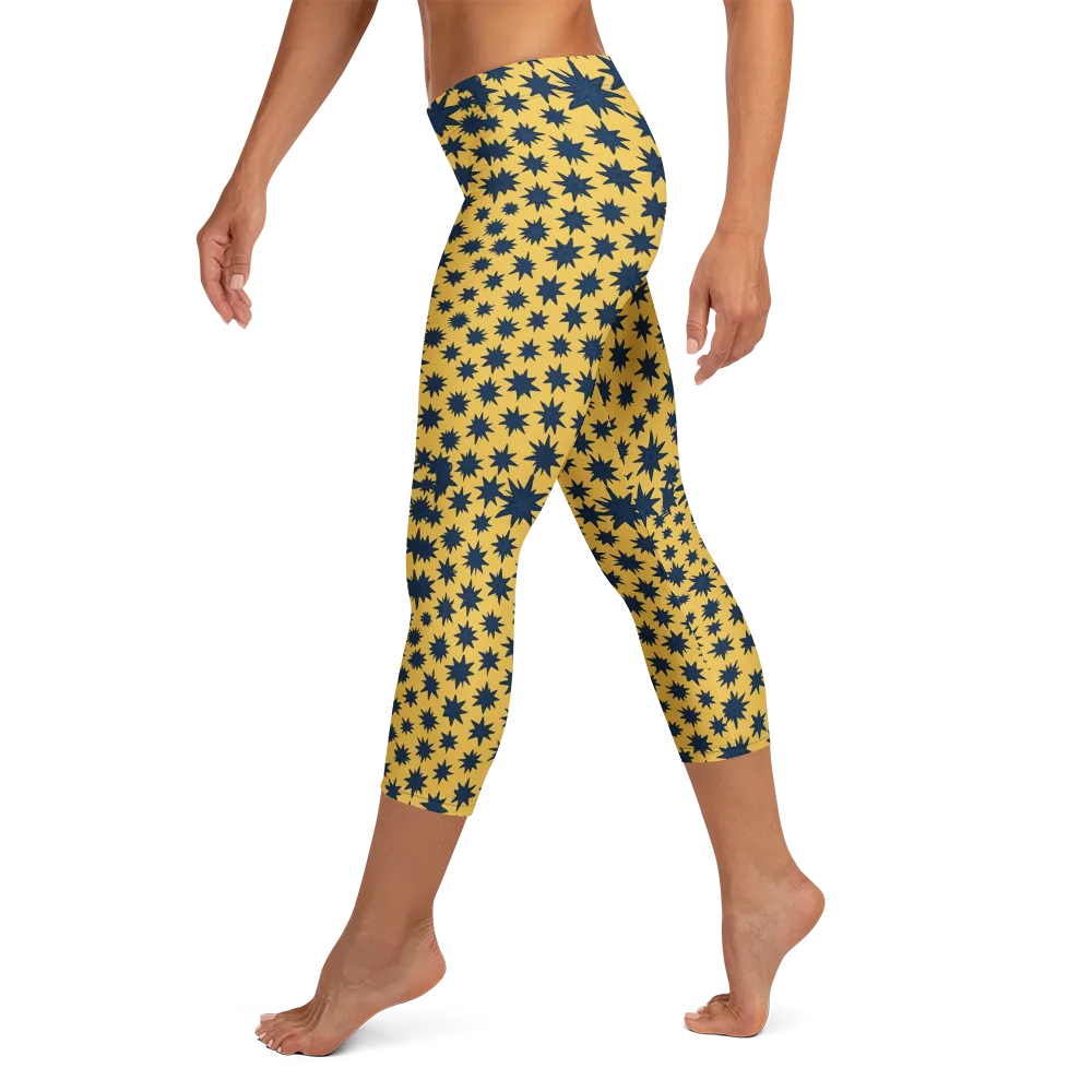 Navy Starfield on Capri Leggings — Left