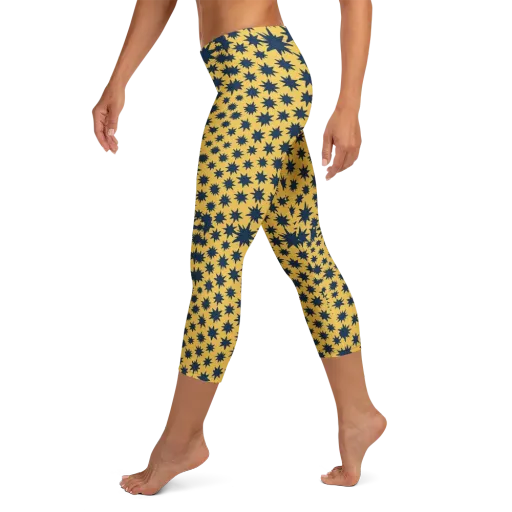 Navy Starfield on a Capri Leggings
