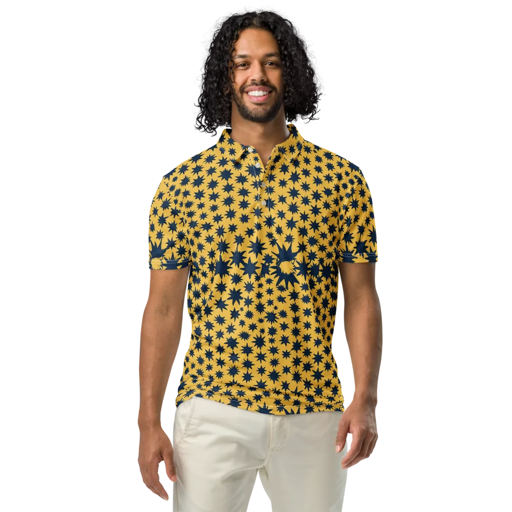 Navy Starfield on Men's Slim Fit Polo Shirt — Front