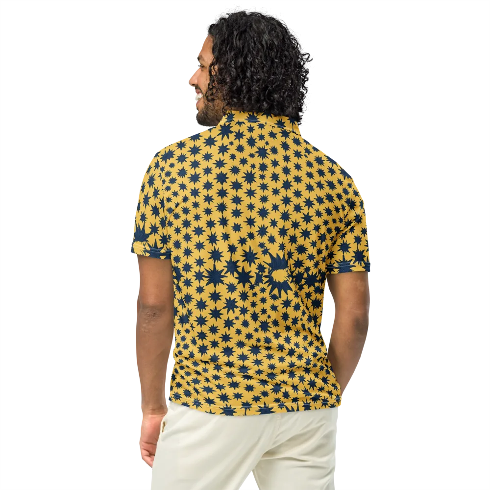Navy Starfield on Men's Slim Fit Polo Shirt — Back