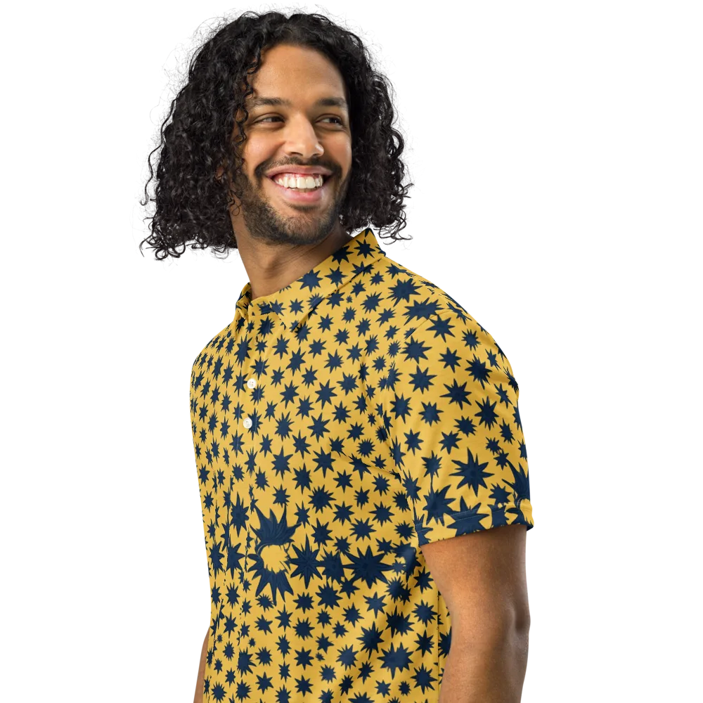 Navy Starfield on Men's Slim Fit Polo Shirt — Left Front