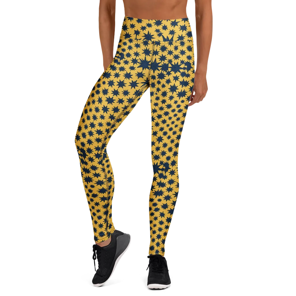 Navy Starfield on Yoga Leggings — Front