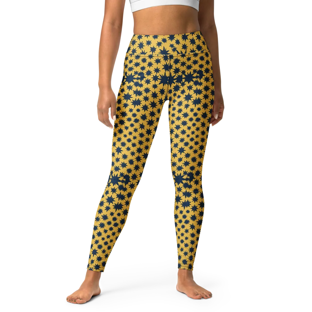 Navy Starfield on Yoga Leggings — Front