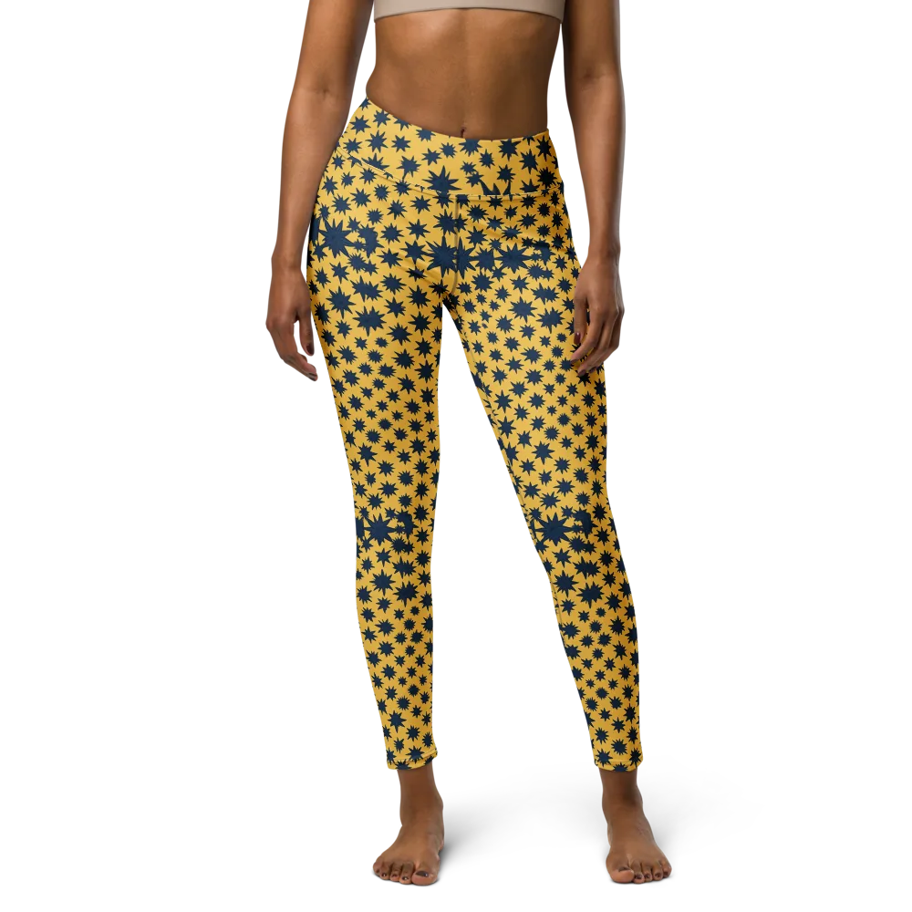 Navy Starfield on Yoga Leggings — Front