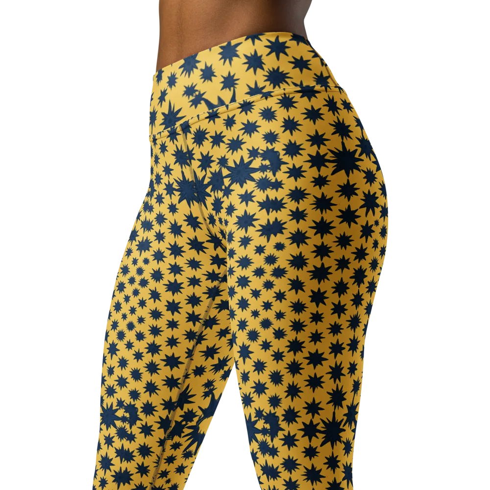 Navy Starfield on Yoga Leggings — Left Front