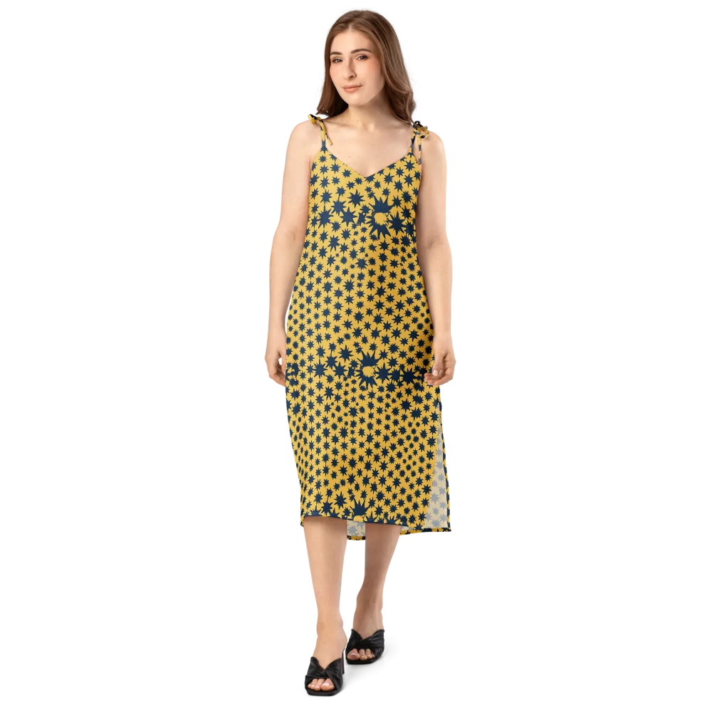 Navy Starfield on Slip Dress — Front