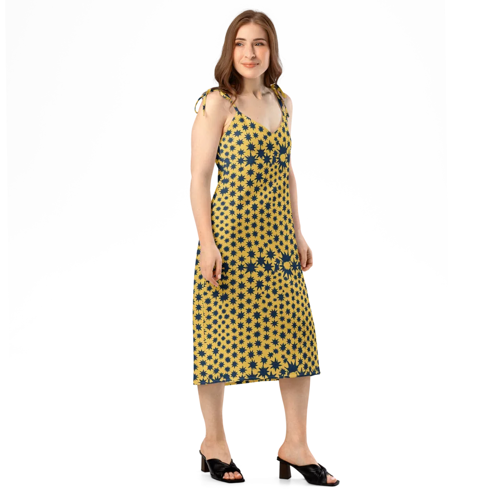Navy Starfield on Slip Dress — Right Front