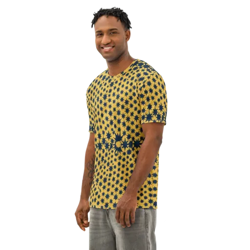 Navy Starfield on a Men's Cotton Crew Neck T-Shirt
