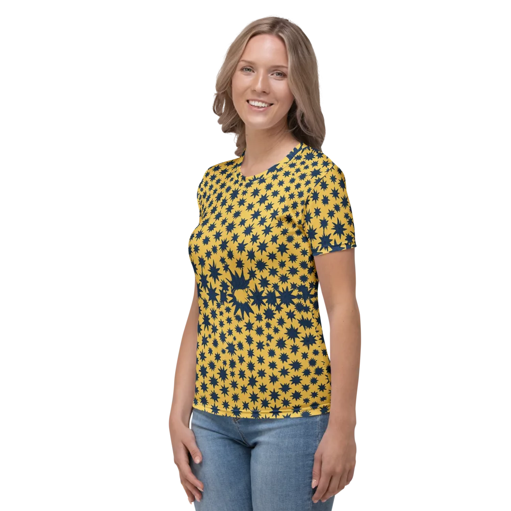 Navy Starfield on Women's Crew Neck T-Shirt — Left