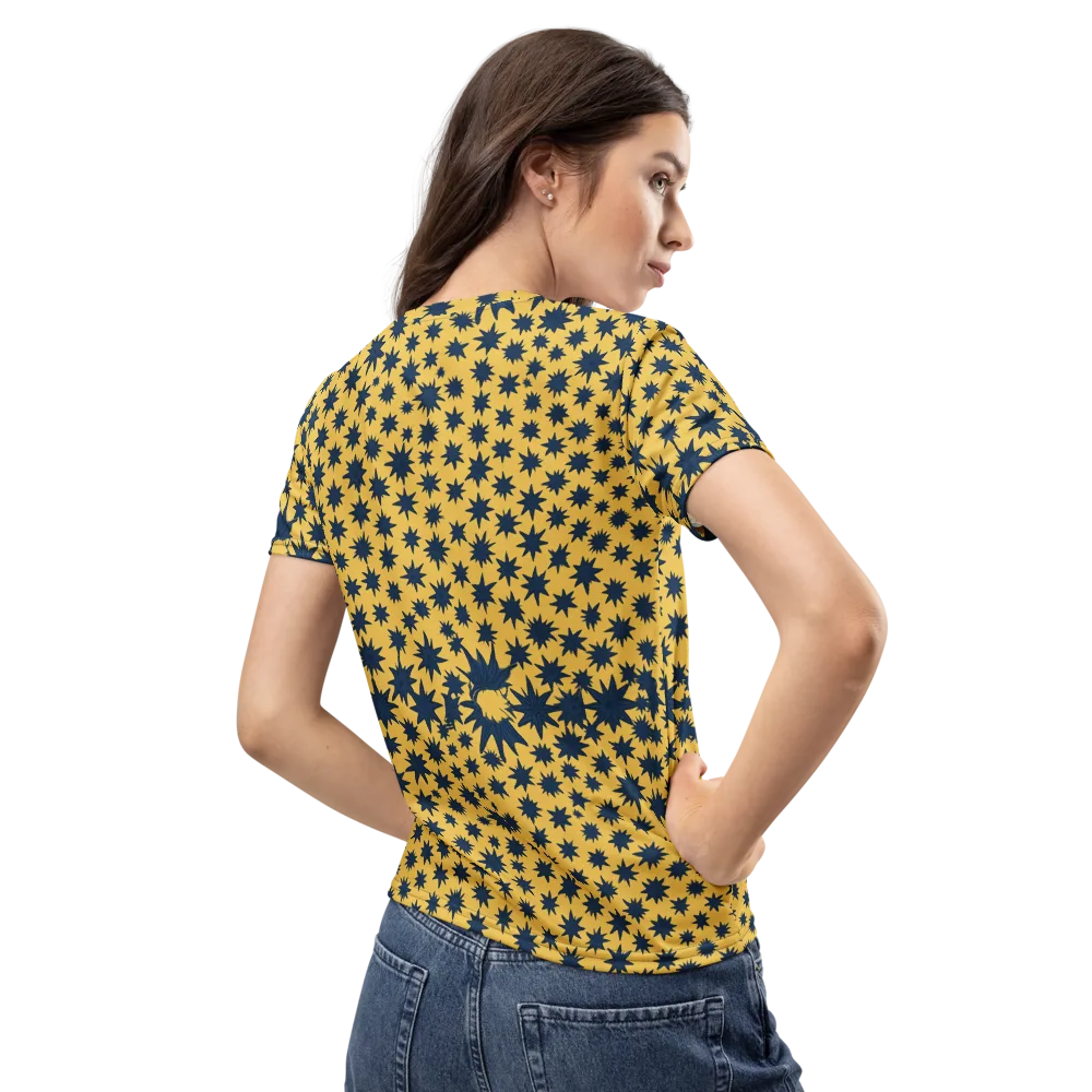 Navy Starfield on Women's Crew Neck T-Shirt — Back