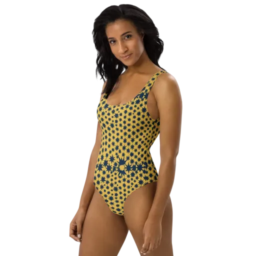 Navy Starfield on a One-Piece Swimsuit
