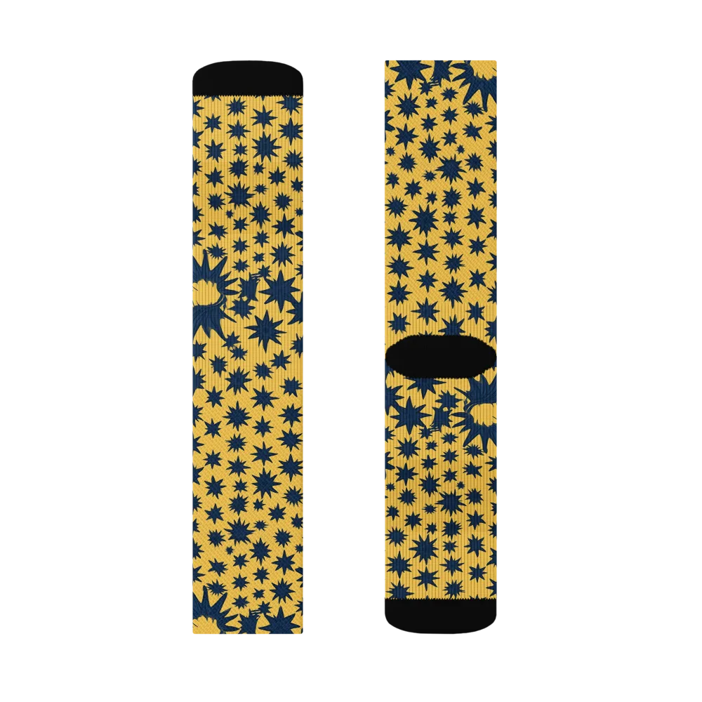 Navy Starfield on Socks — Left Sock