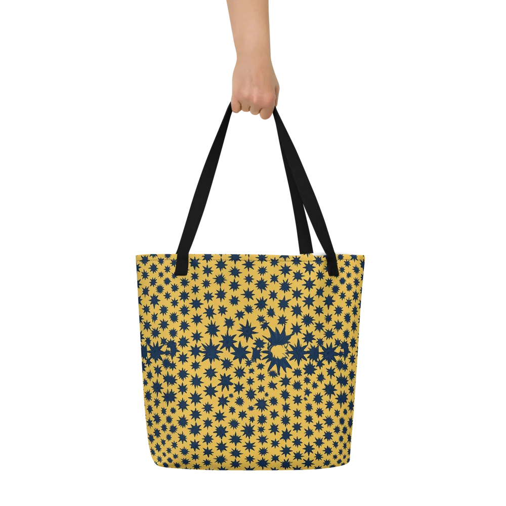 Navy Starfield on Large Tote Bag W/ Pocket — Front