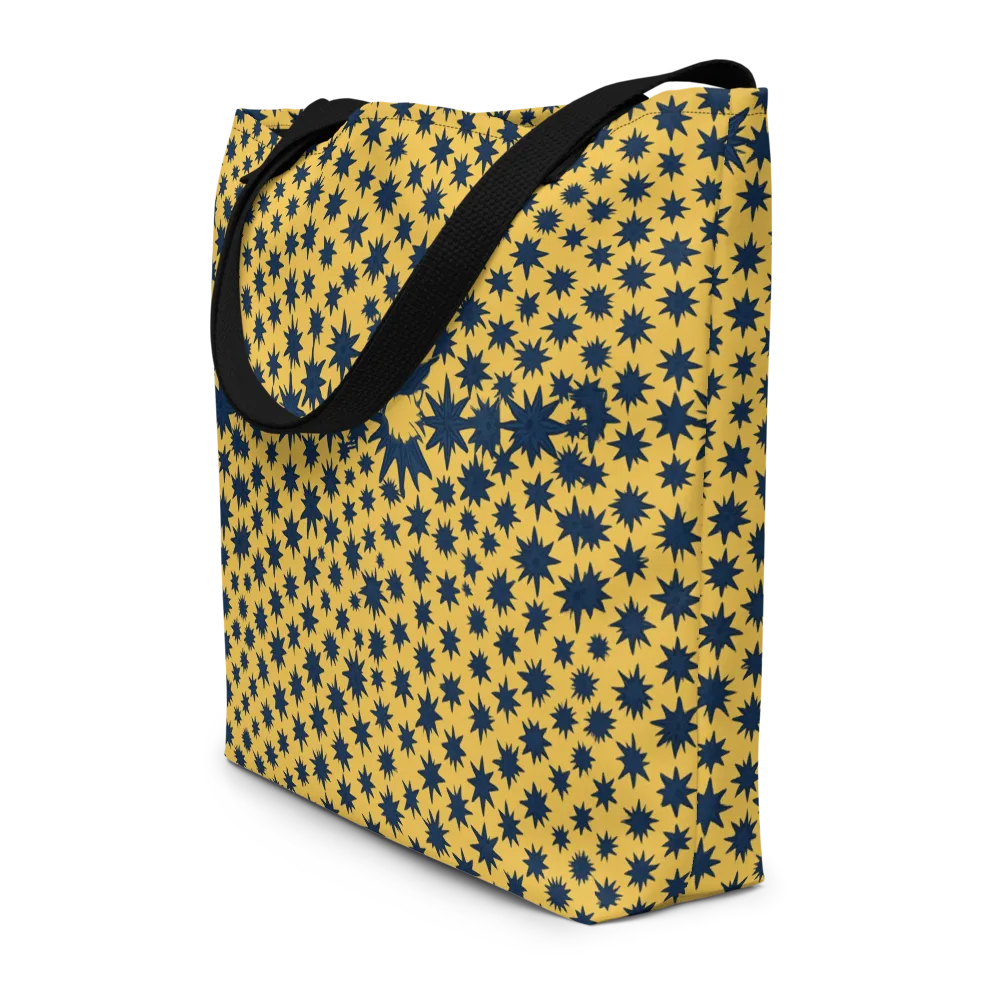 Navy Starfield on Large Tote Bag W/ Pocket — Front