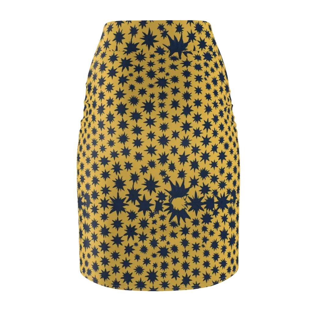 Navy Starfield on Pencil Skirt — Back