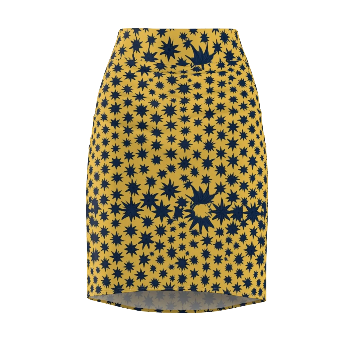 Navy Starfield on Pencil Skirt — Front