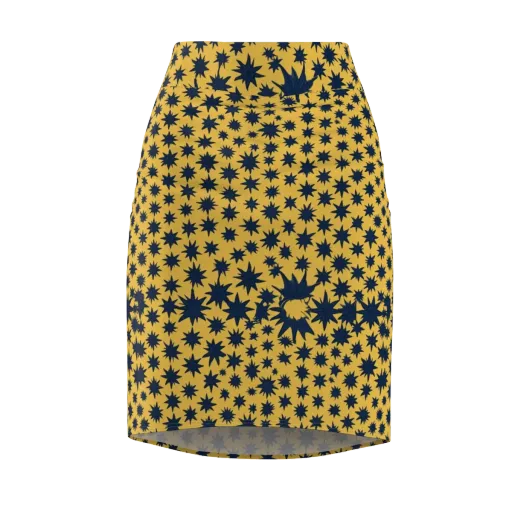Navy Starfield on a Pencil Skirt