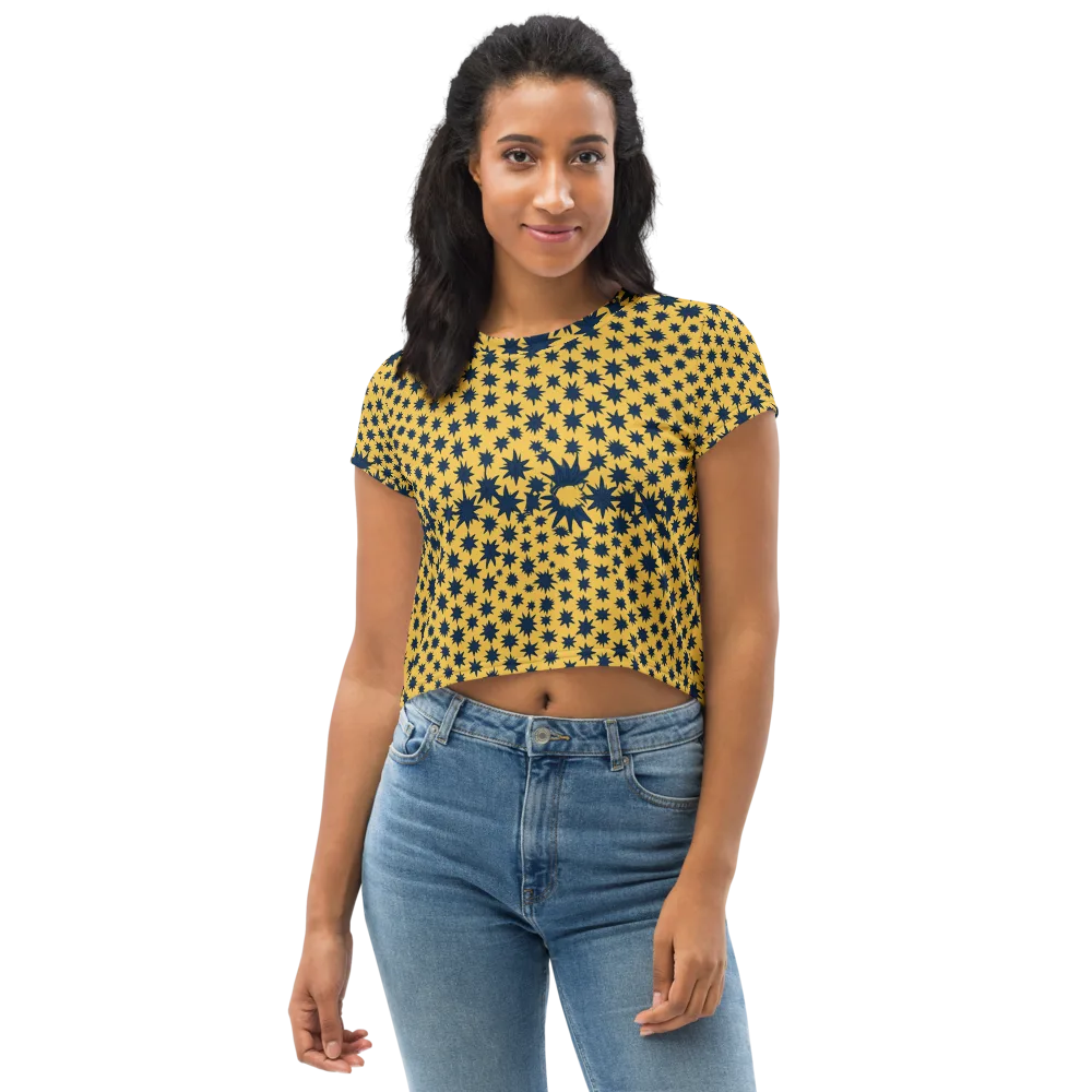 Navy Starfield on Crop Tee — Front