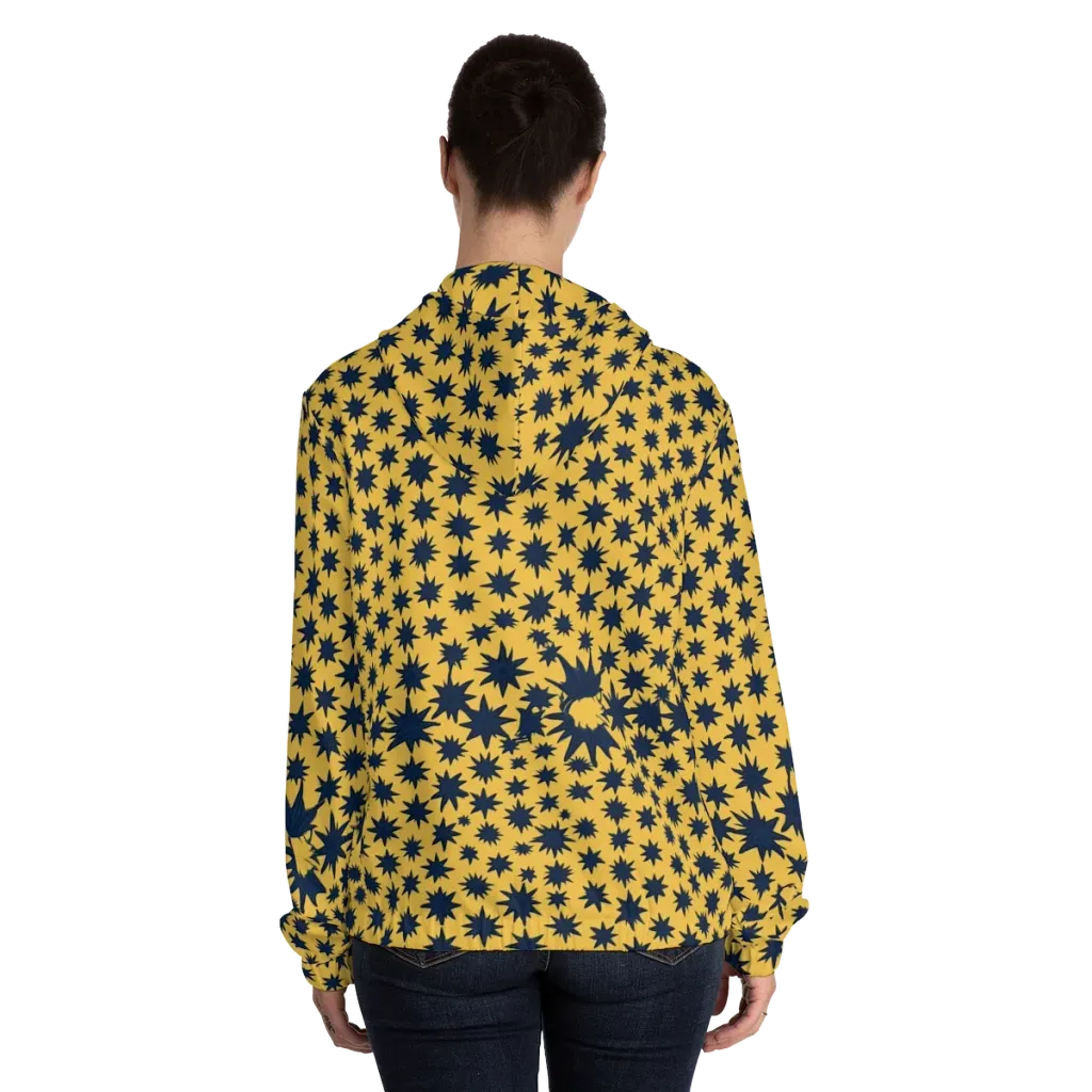 Navy Starfield on Women's Full-Zip Hoodie — Back On Person