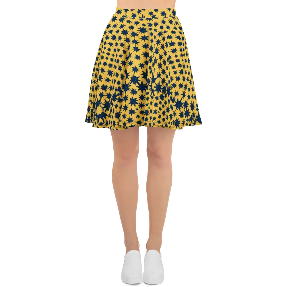 Navy Starfield on Skater Skirt — Front