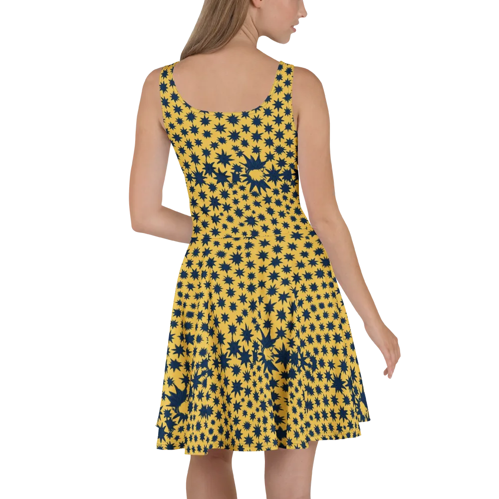 Navy Starfield on Skater Dress — Back
