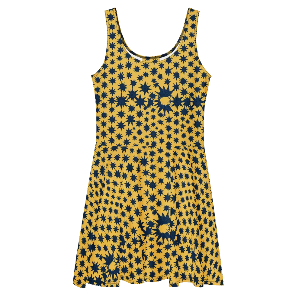 Navy Starfield on Skater Dress — Front