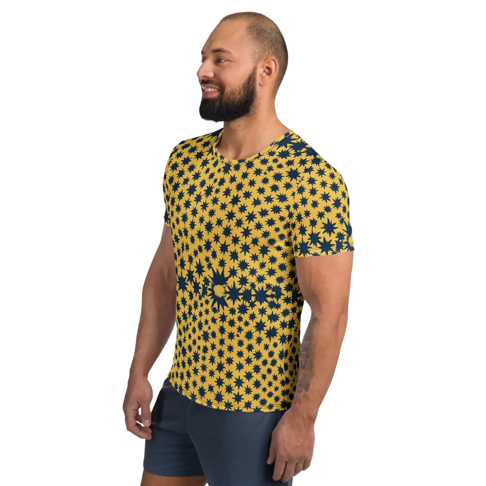 Navy Starfield on Men's Athletic T-Shirt — Left