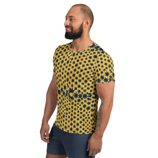 Navy Starfield on a Men's Athletic T-Shirt