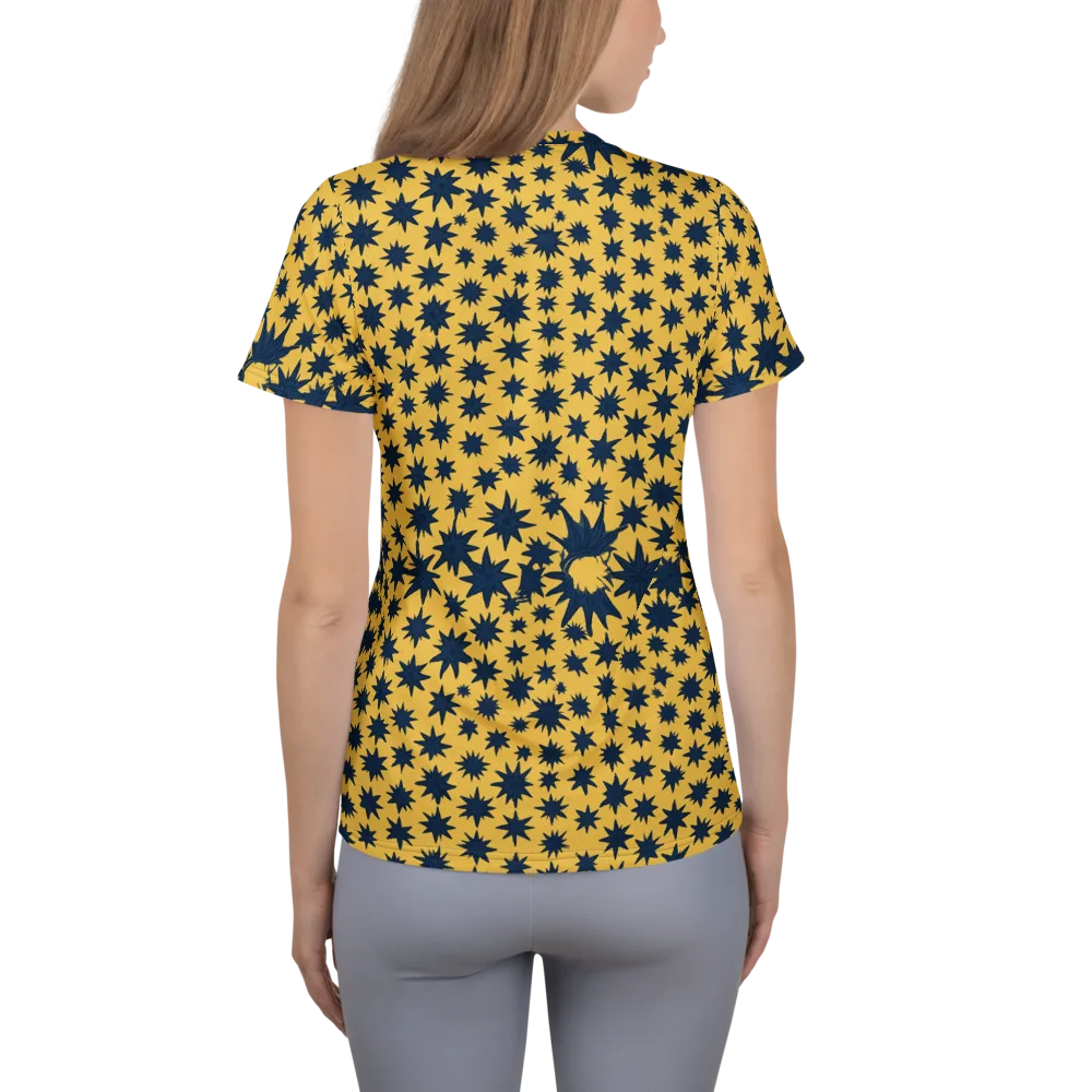 Navy Starfield on Women's Athletic T-Shirt — Back