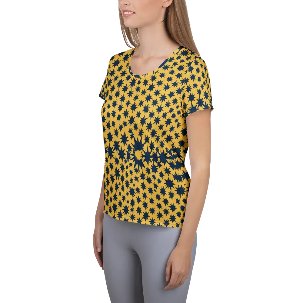 Navy Starfield on Women's Athletic T-Shirt — Left