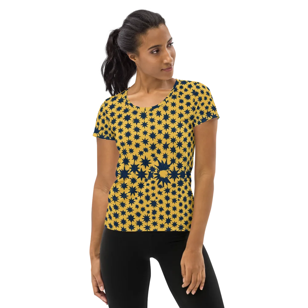 Navy Starfield on Women's Athletic T-Shirt — Front